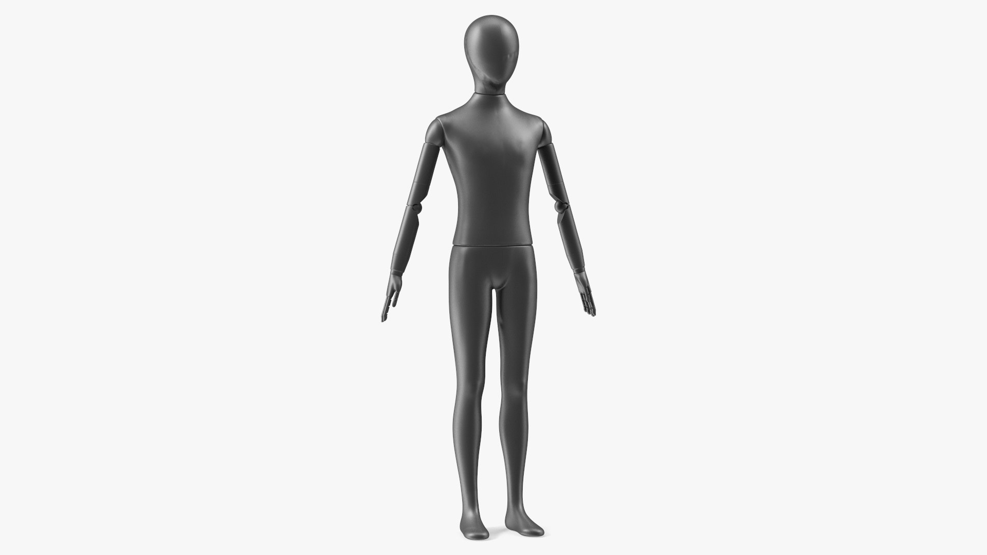 Flexible Child Mannequin Neutral Pose Black 3D model preview