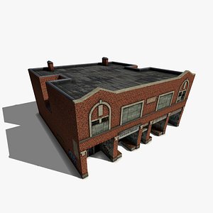 free derelict brick house 3d model