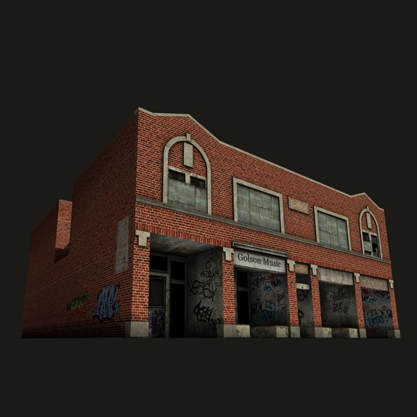 free derelict brick house 3d model