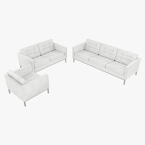 3D Knoll Florence White Leather Seating Set model