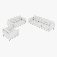 Knoll Florence White Leather Seating Set