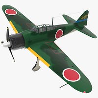 Fighter Aircraft A6M Zero Japanese Navy WWII 3D Model