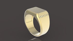 signet ring diamond 3D model