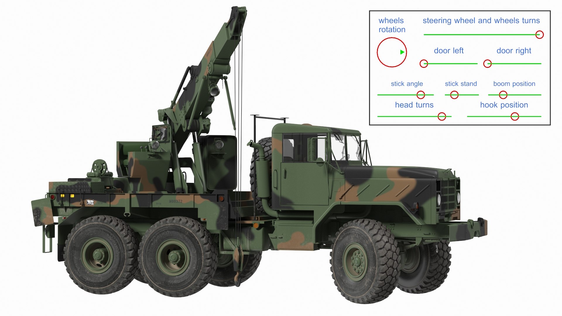 M939 Military Wrecker Green Rigged 3D model preview
