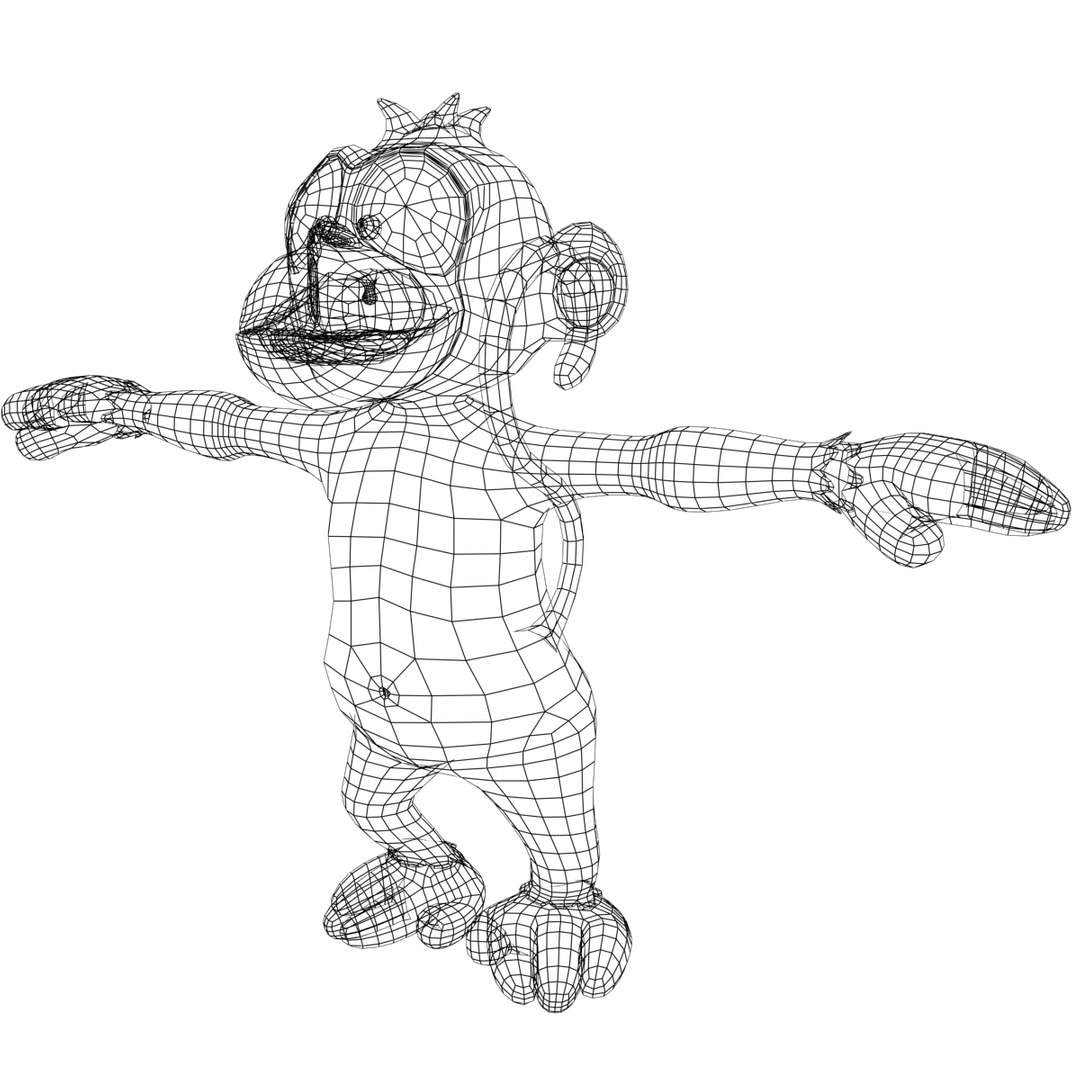 Cartoon Monkey Rigged 3d Model