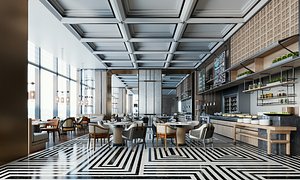 3D Professional high-quality 3D complete scene of a Modern Luxury Restaurant meticulously crafted for p