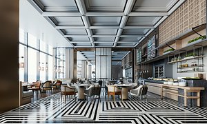Professional high-quality 3D complete scene of a Modern Luxury Restaurant meticulously crafted for p