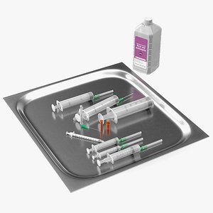 First Aid Antiseptic and Disposable Syringe 3D model
