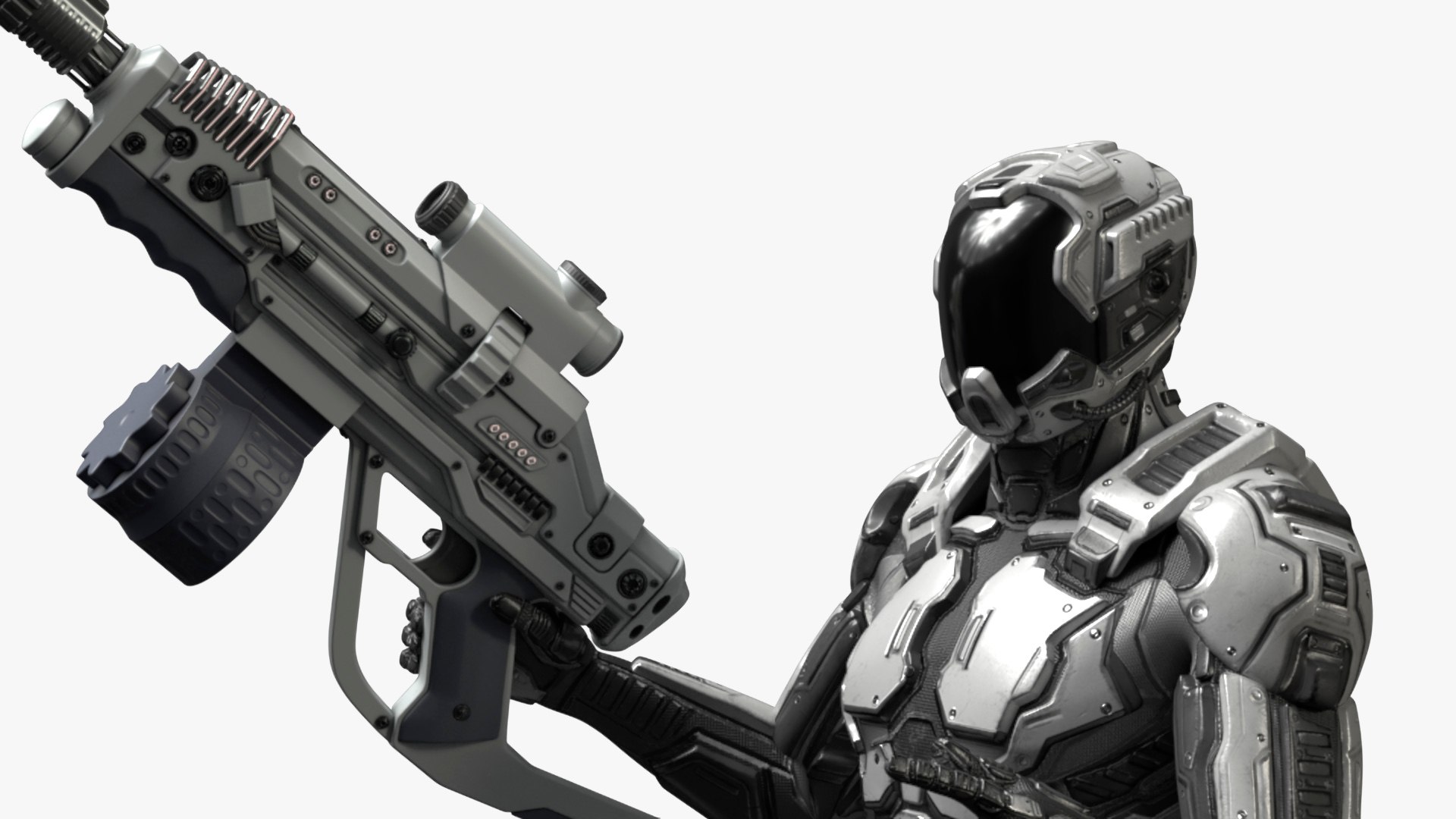 Futuristic Armored Robot With Rifle 3D - TurboSquid 2250707