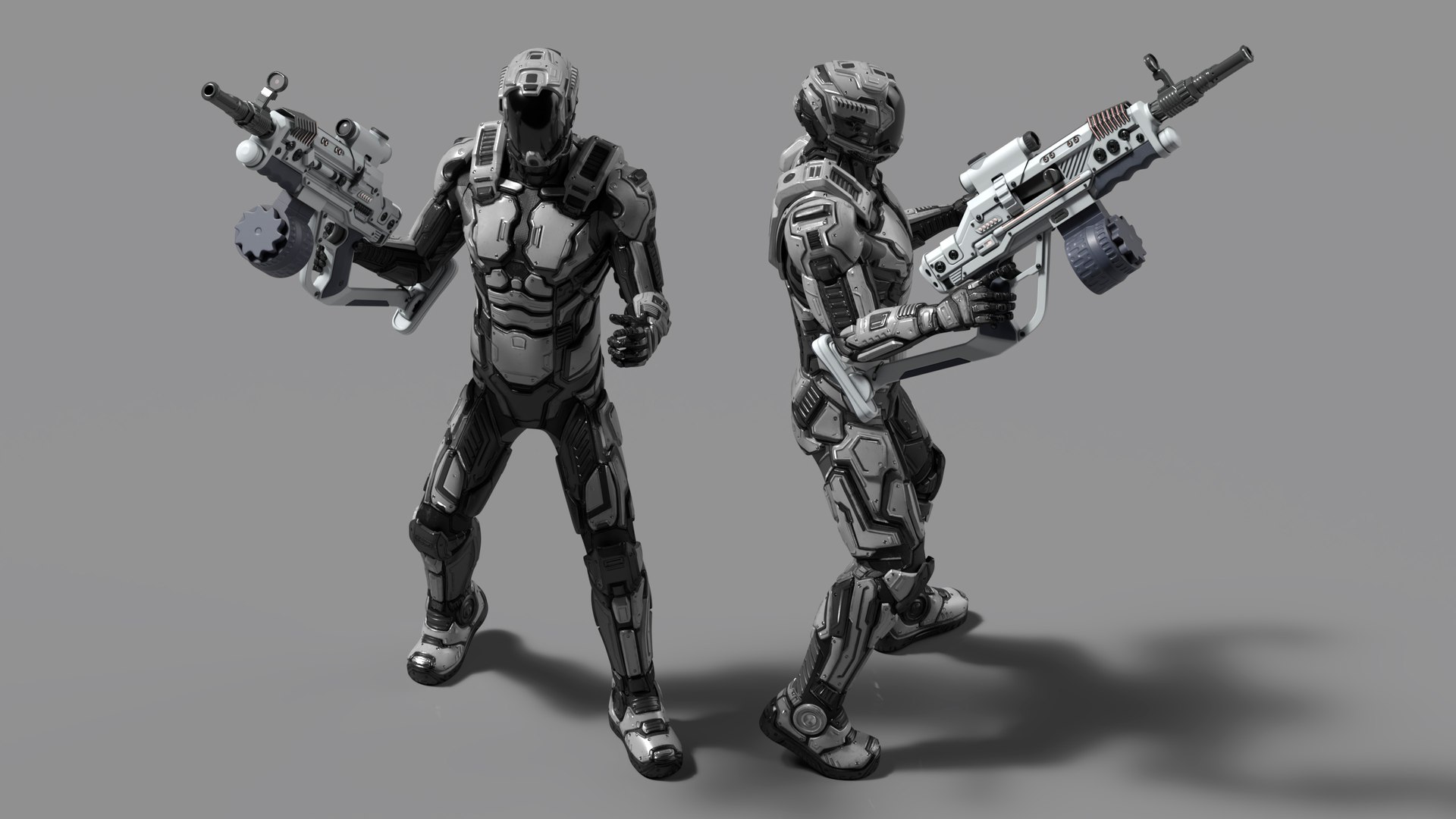 Futuristic Armored Robot With Rifle 3D - TurboSquid 2250707
