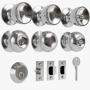 Door Knob Set Silver