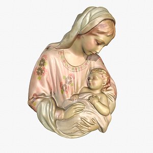 3D Mary with baby Jesus high-poly 3D model