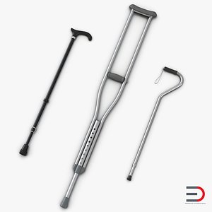 canes crutches 3d model