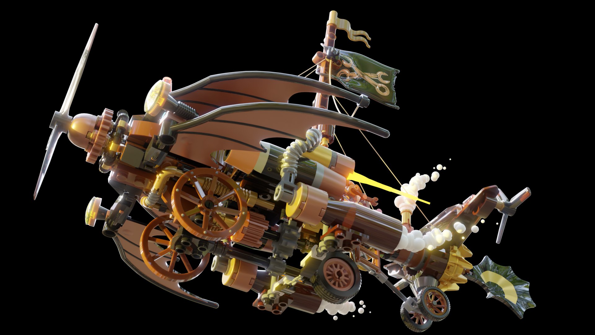 3D Steampunk Lego Airplane model - TurboSquid 2125567