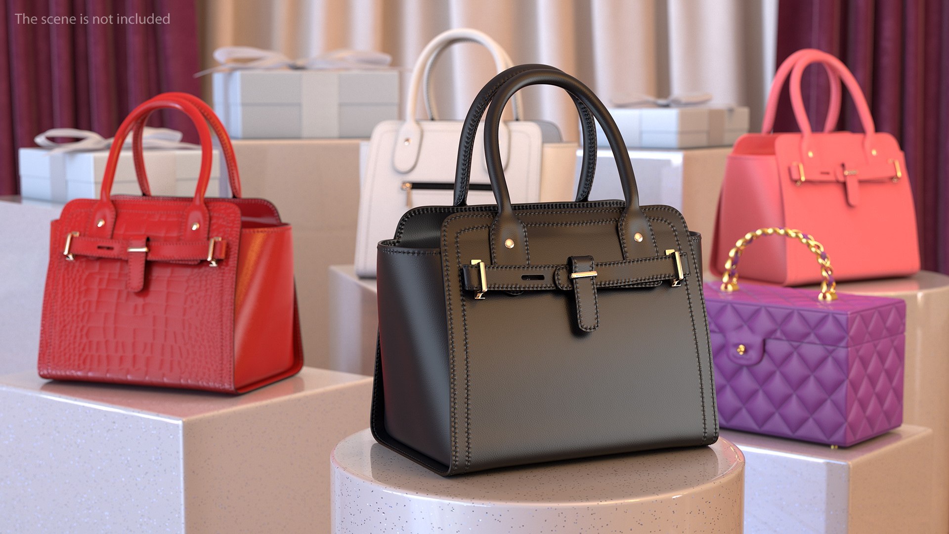 Women Handbag Black 3D model preview