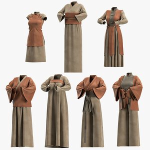 7 female Japanese clothes model