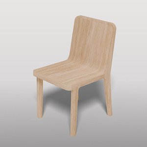 3D Light Wood Dining Chair model