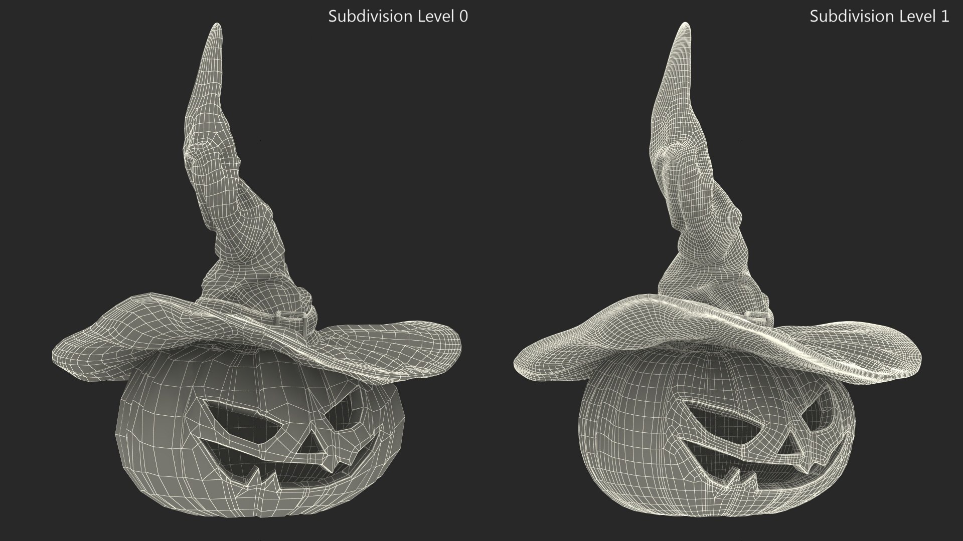 3D Model Glowing Jack O Lantern In Witch Hat - TurboSquid 2371461