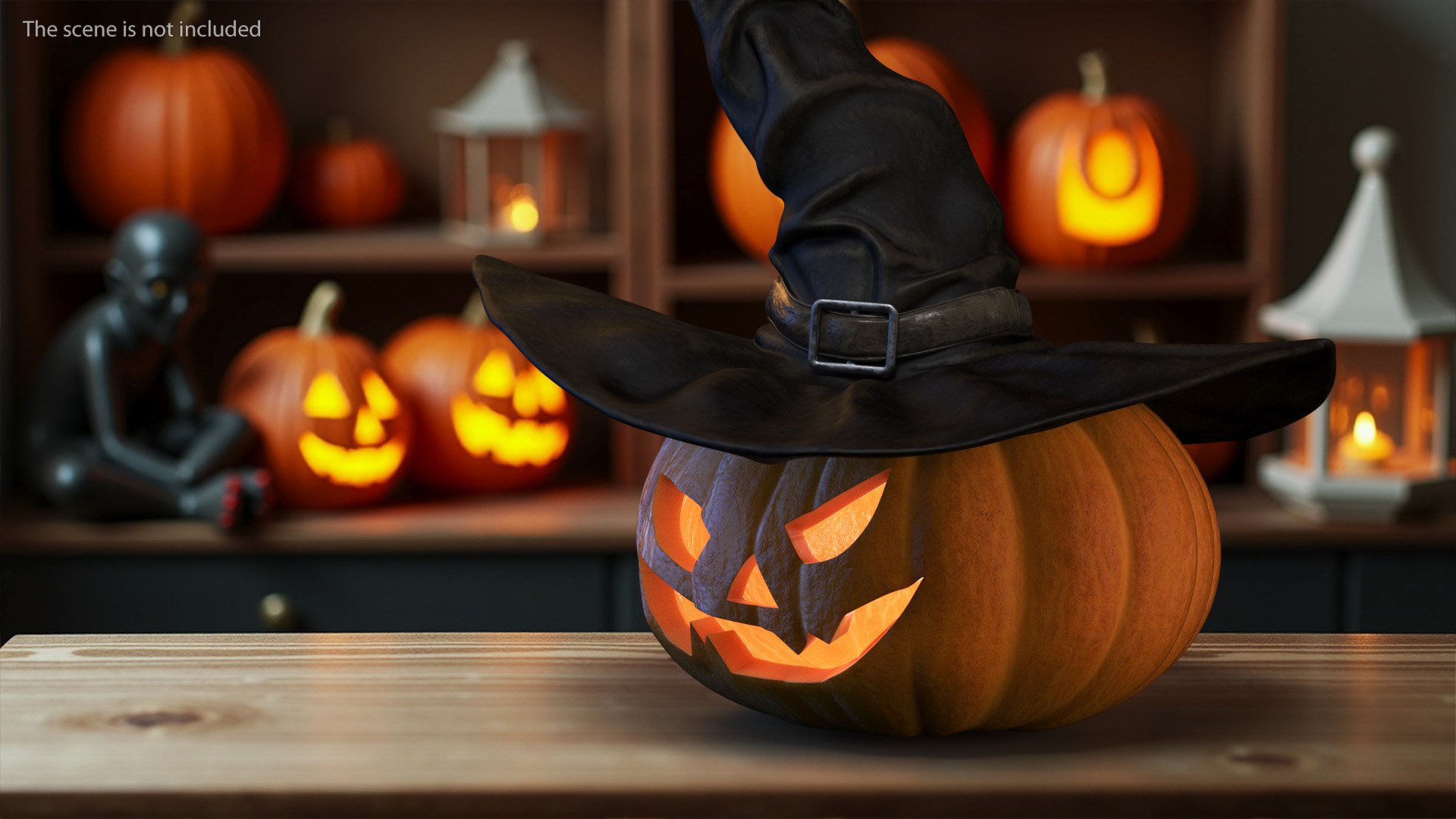 3D Model Glowing Jack O Lantern In Witch Hat - TurboSquid 2371461