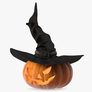 Glowing Jack O Lantern in Witch Hat