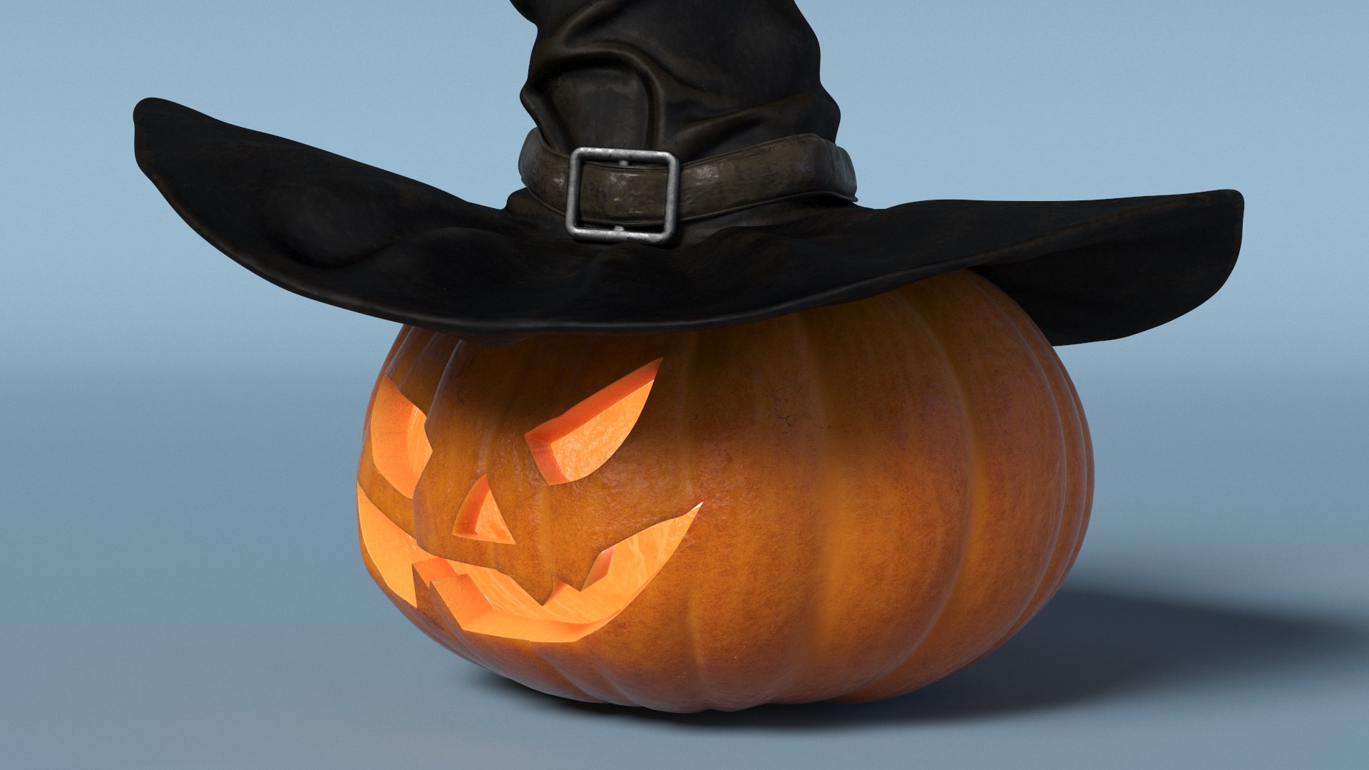 3D Model Glowing Jack O Lantern In Witch Hat - TurboSquid 2371461