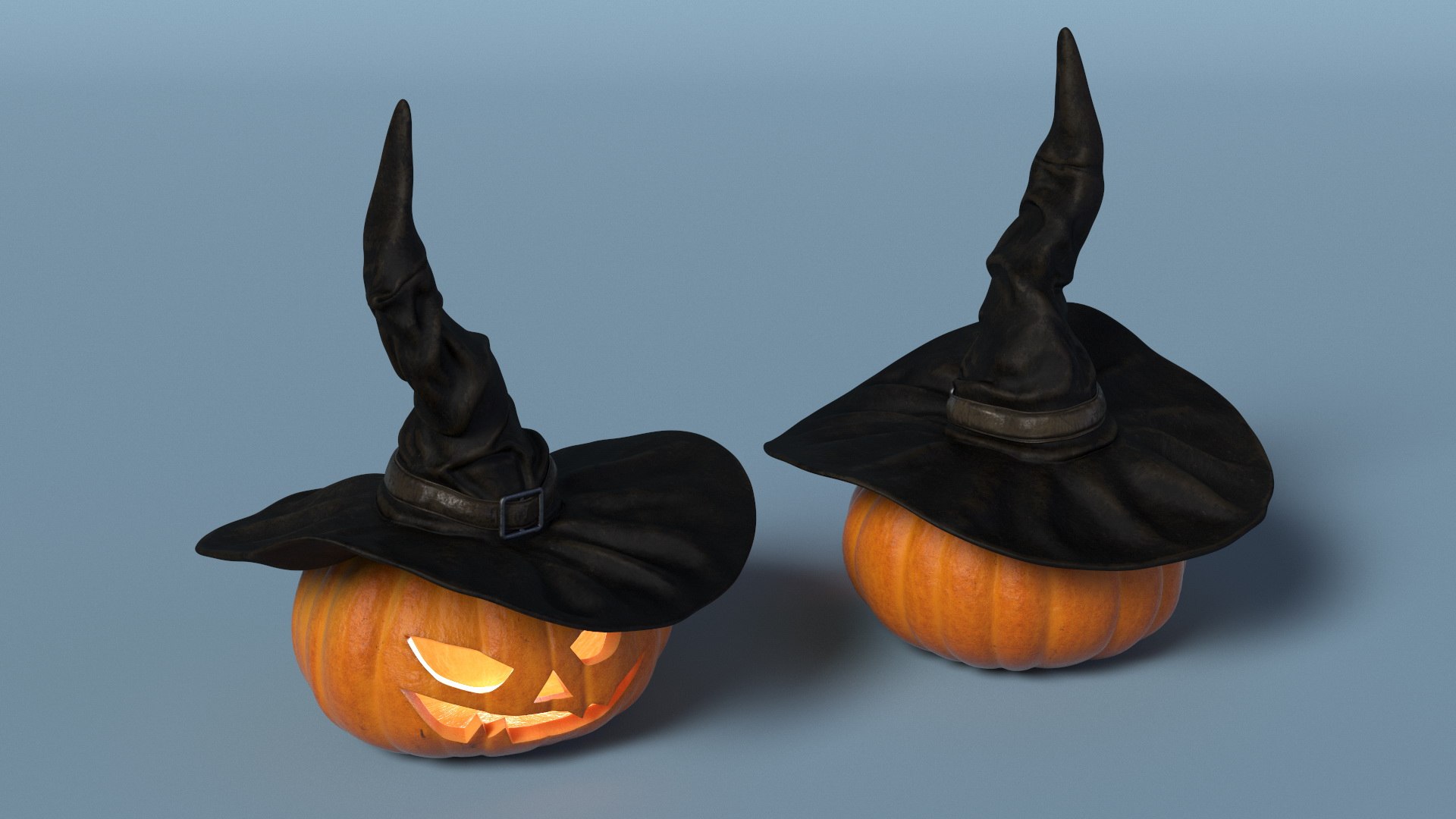 3D Model Glowing Jack O Lantern In Witch Hat - TurboSquid 2371461
