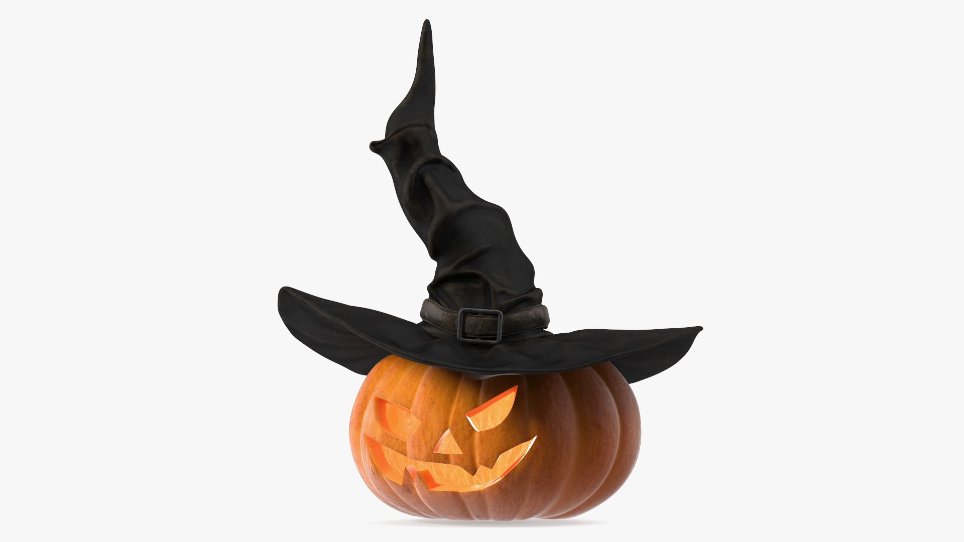 Glowing Jack O Lantern in Witch Hat 3D model preview