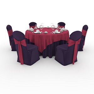 Banquet Table and Chair 62 3D