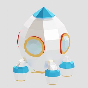 Cartoon rocket with four engines 3D model