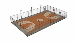 Outdoor Dual-Basketball Court Scene 3D model