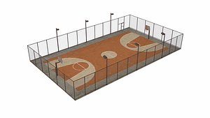 Outdoor Dual-Basketball Court Scene