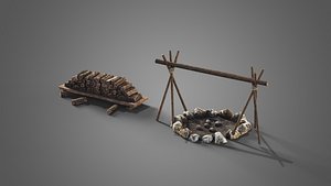 3D Firewood and campfire