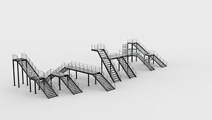 modular industrial stairs set 02 3D model