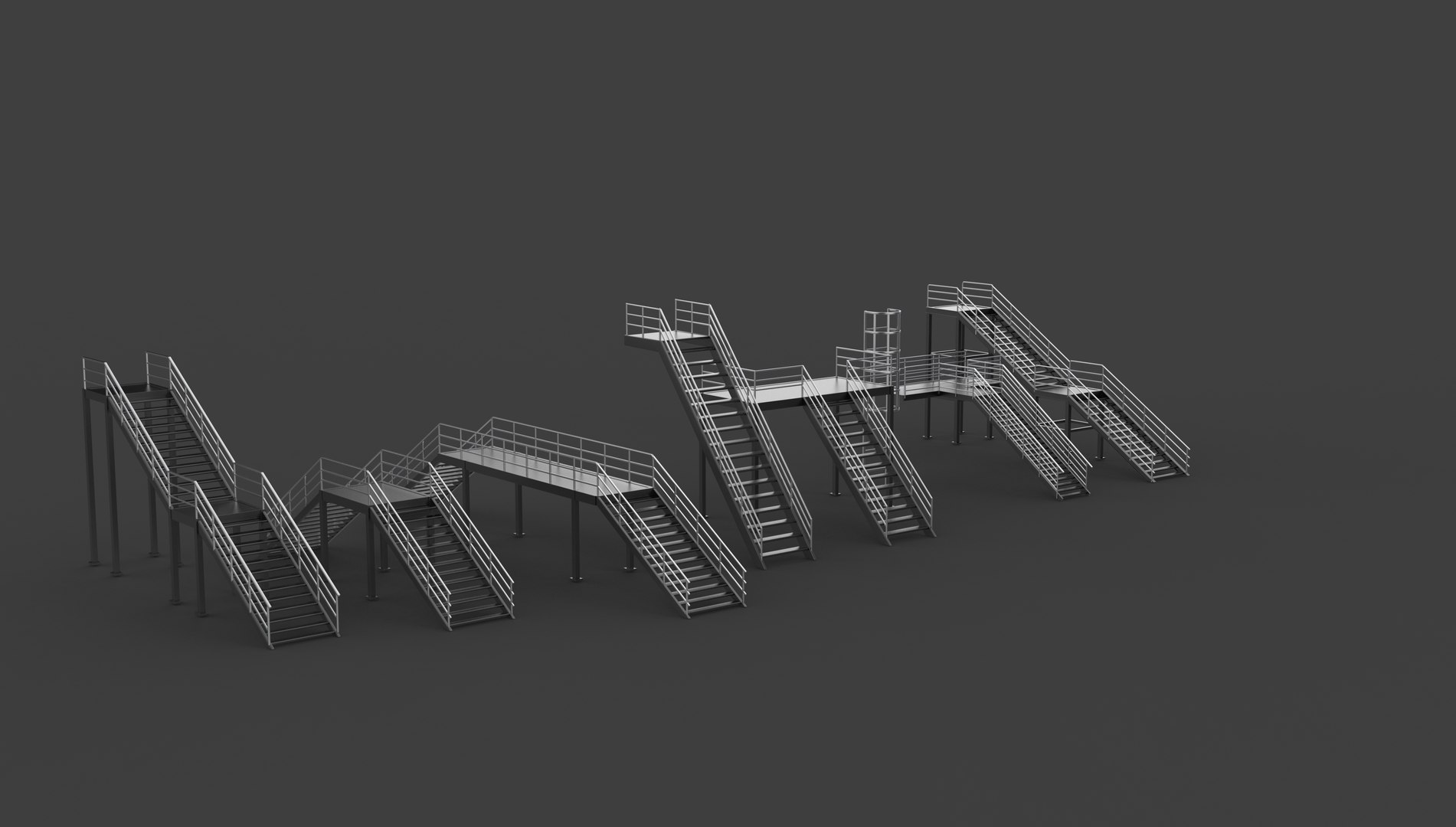 Modular Industrial Stairs Set 02 3D Model 3D - TurboSquid 2519476