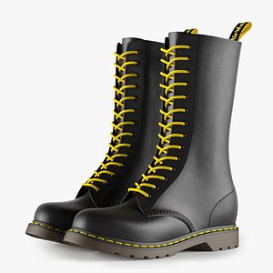 leather black boots 2 obj