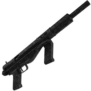 3d model submachine gun austen