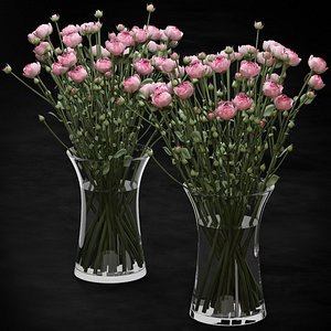 3D bouquet small pink shrub model