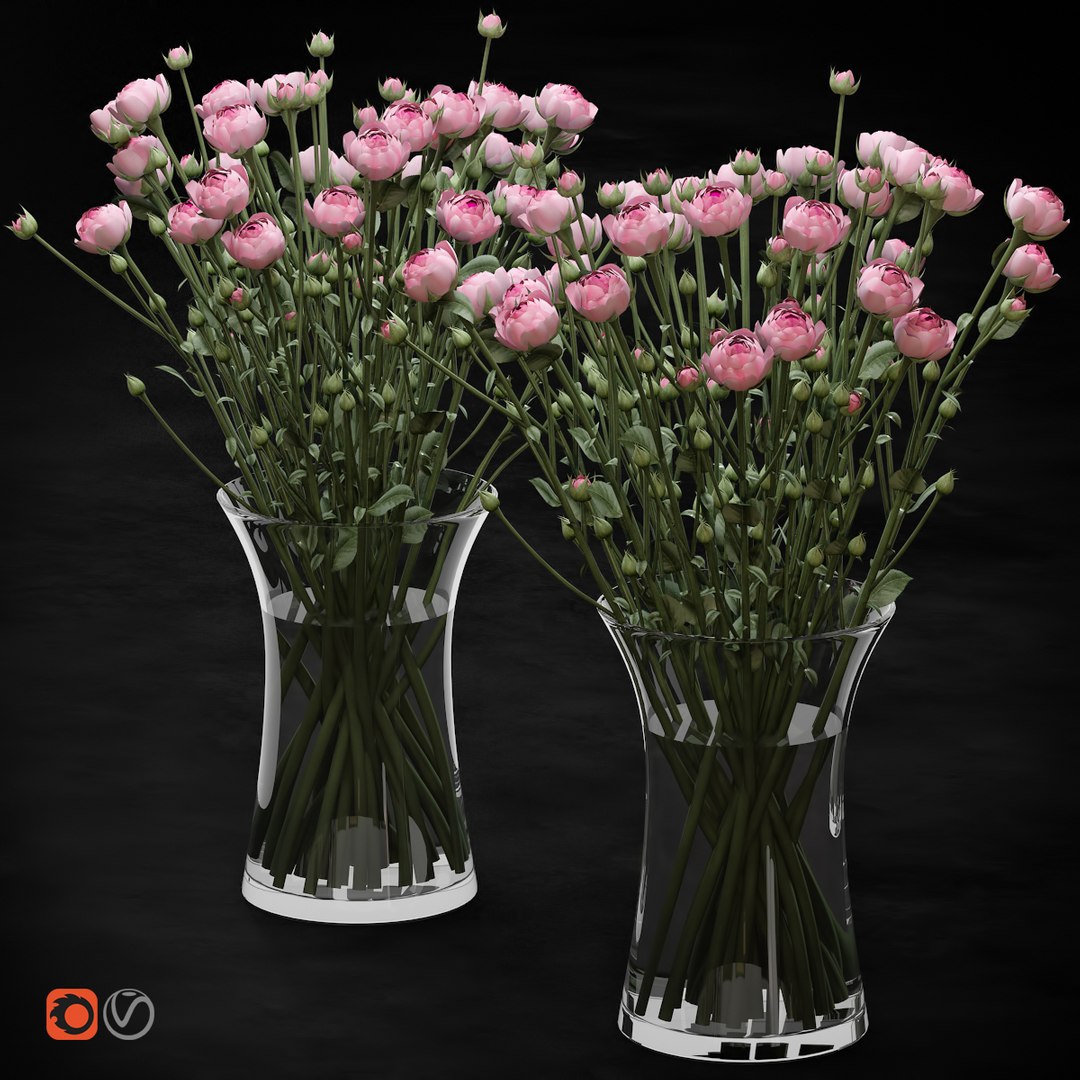 3D bouquet small pink shrub model - TurboSquid 1490458