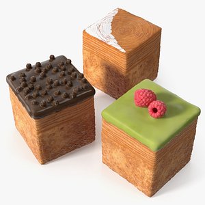 Cube Croissant Pastry with Three Toppings