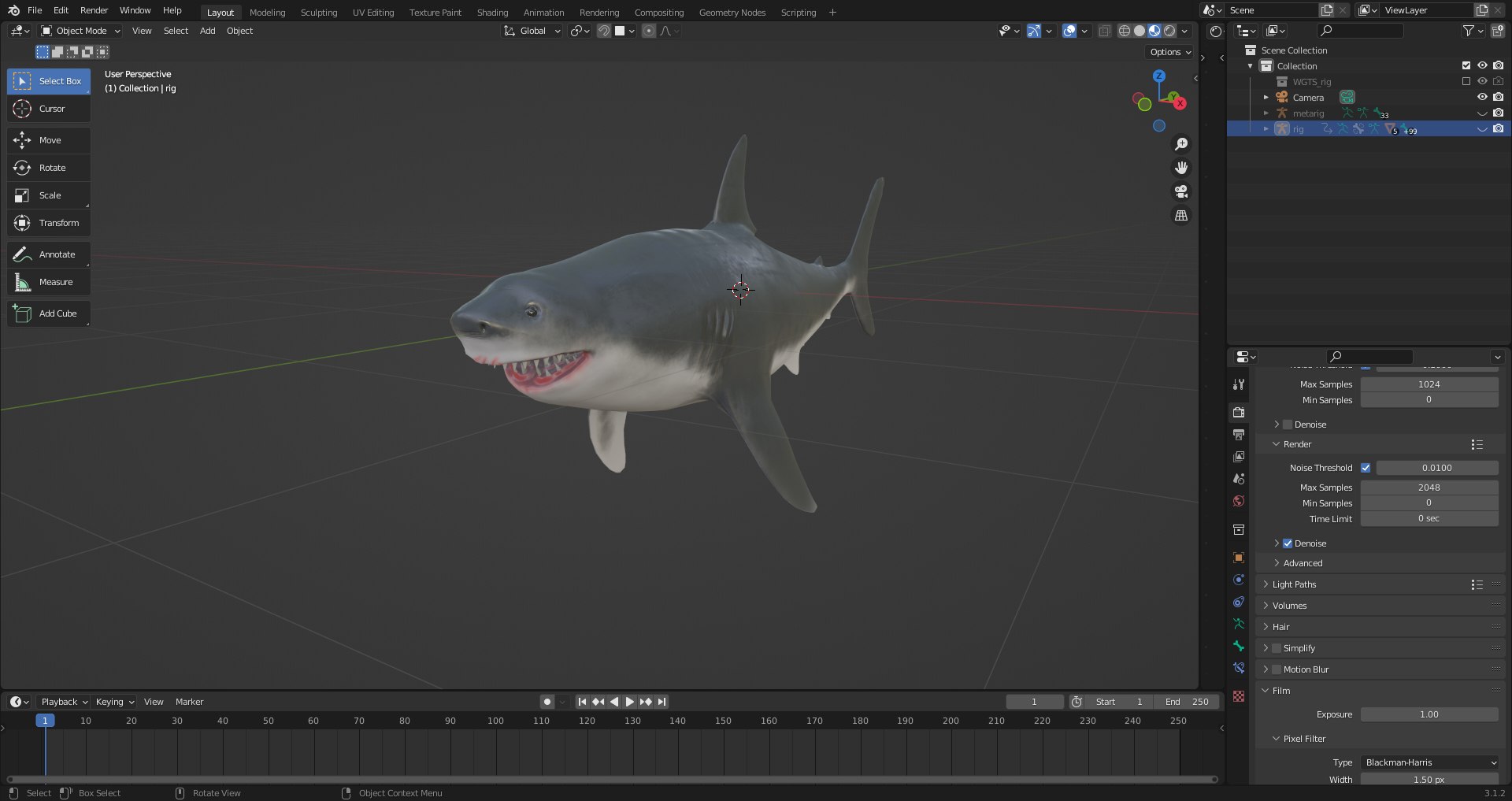 3D Great White Shark Rigged and Animation in Blender model - TurboSquid  2009398