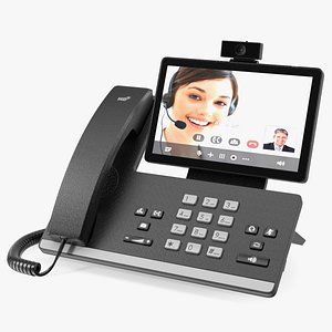 Office Smart Video IP Phone Black Lights On 3D model