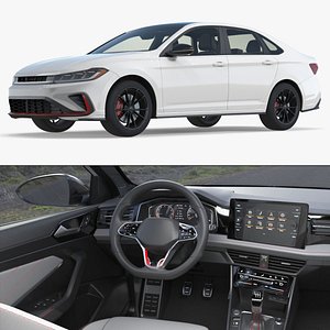 3D Compact Performance Sedan Vehicle White