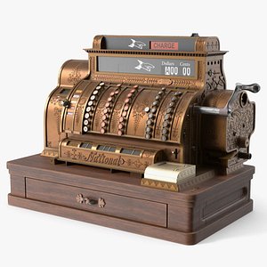 3D model National Retro Cash Register Shiny Bronze Finish
