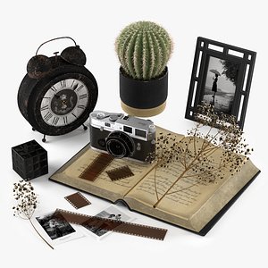 3D model Leica Camera Vintage Decorative Set For Photographers