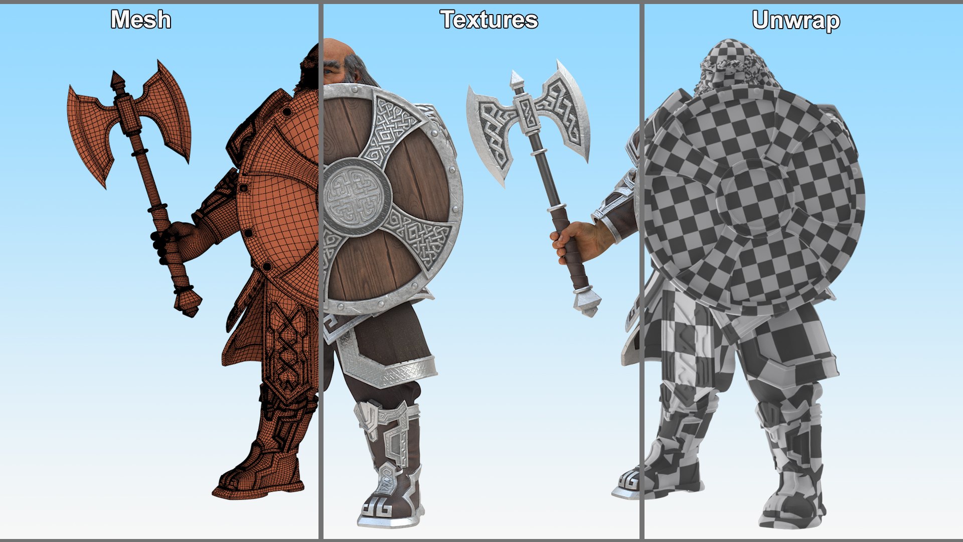 Dwarf Fighter With Axe And Shield Rigged For Maya 3D Model - TurboSquid ...
