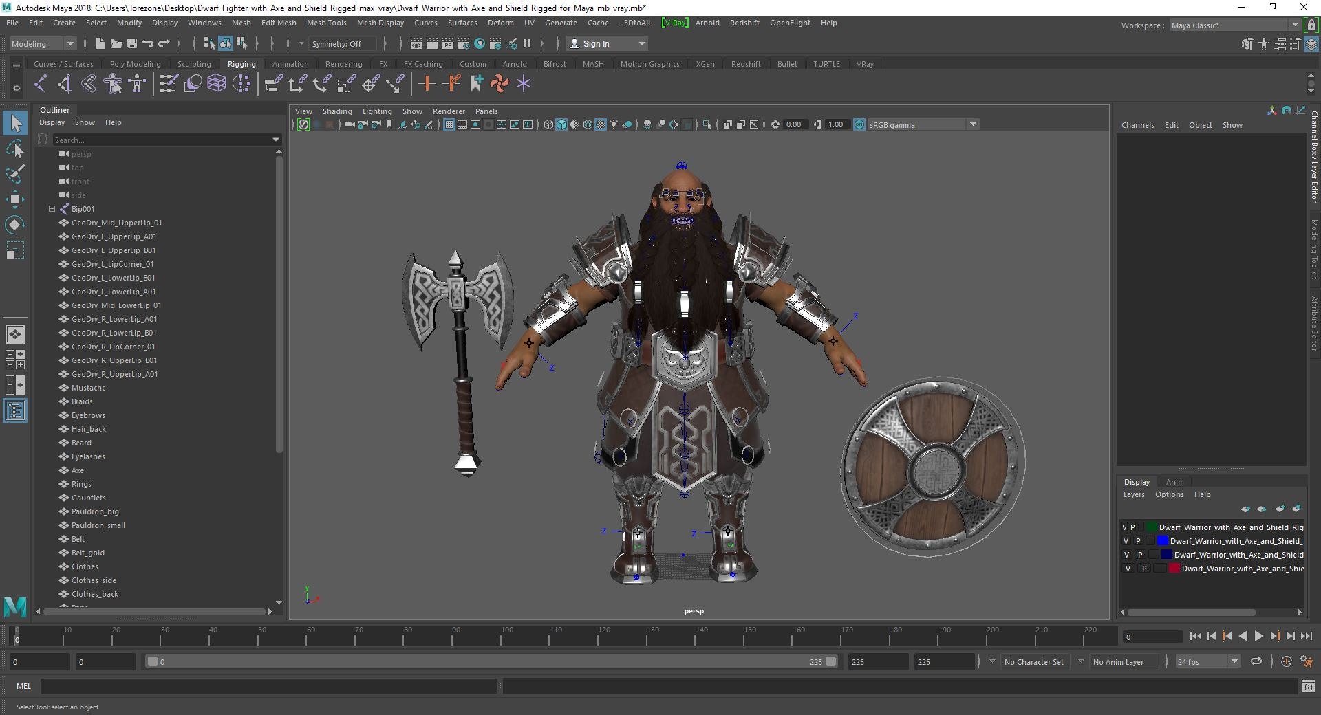 Dwarf Fighter With Axe And Shield Rigged For Maya 3D Model - TurboSquid ...