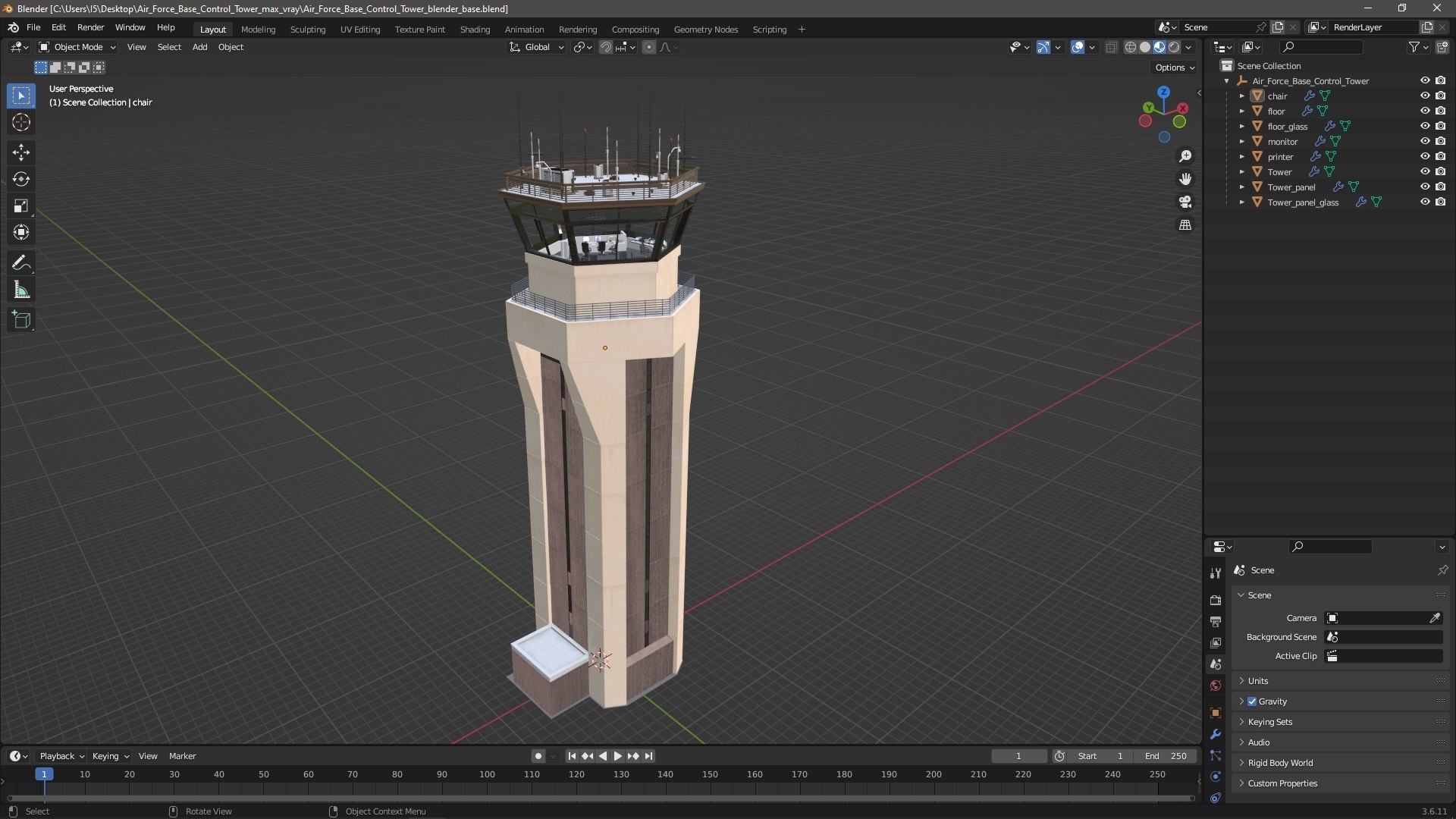 Air Force Base Control Tower 3D Model - TurboSquid 2317799