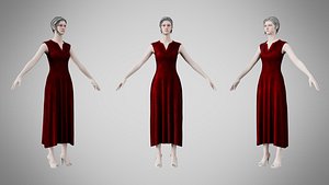 3D Dress 44 Burgundy Velvet