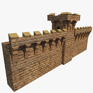 3d realistic medieval wall tower model