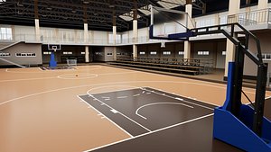 3D School Basketball Court Interior model